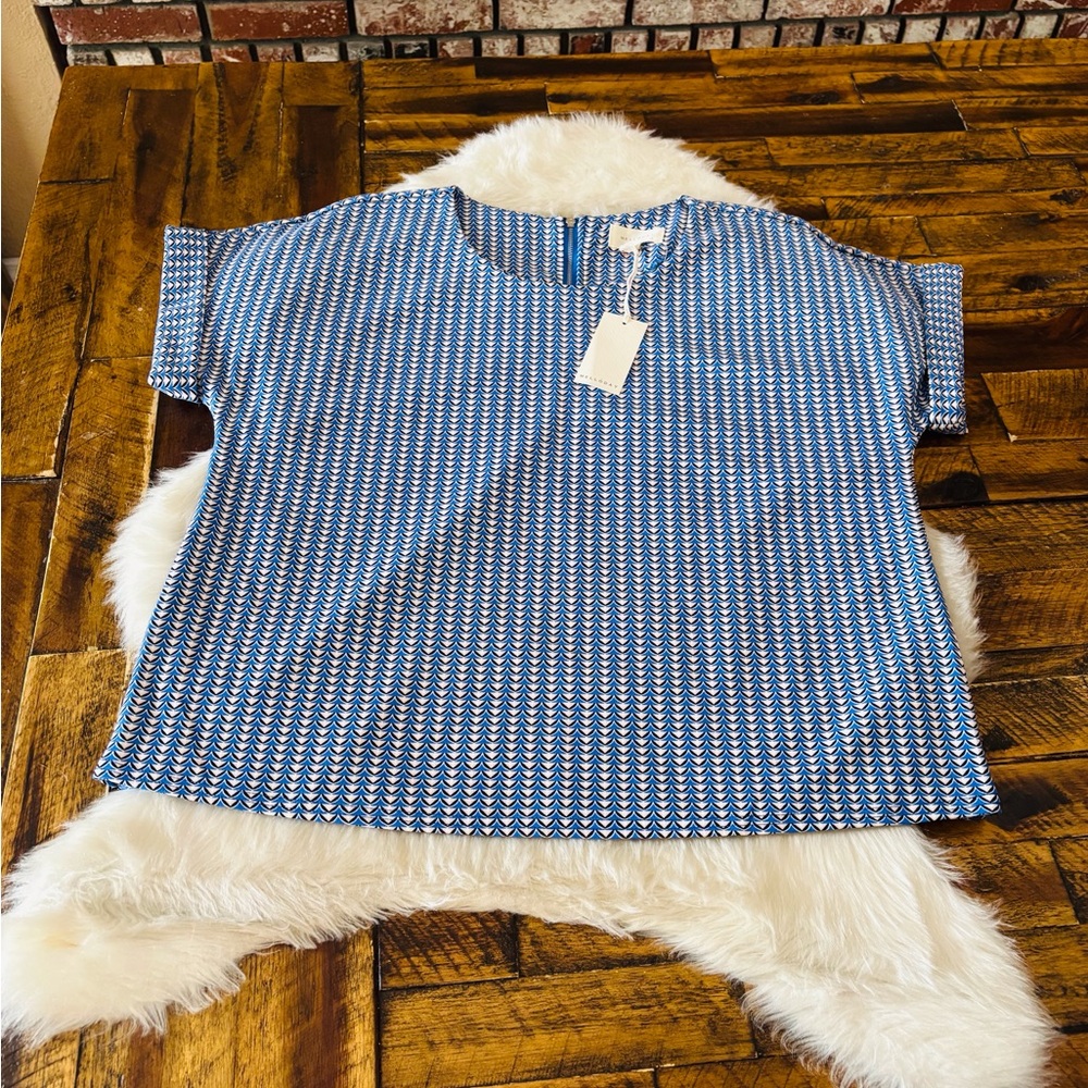 MELLODAY Blue Geometric Blouse